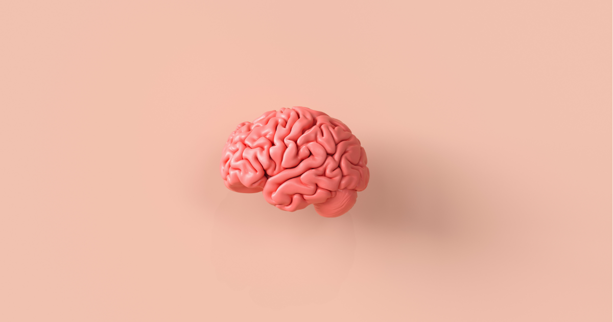 A cartoon pink human brain